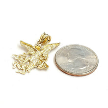 Load image into Gallery viewer, New 10k yellow gold saint Michael pendant charm fine religious gift jewelry 2.3g