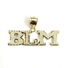 Load image into Gallery viewer, New 10k yellow gold BLM black lives matter pendant charm fine gift unisex 4.2g