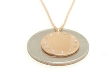 Load image into Gallery viewer, 14k rose Gold 0.09ct Diamond name tag ID women necklace 18" adjustable chain
