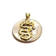 Load image into Gallery viewer, New 14k yellow Gold 3D dragon Pendant charm solid lucky gift fine jewelry 1.5g