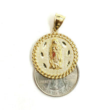 Load image into Gallery viewer, 10k yellow gold round virgin Guadalupe Pendant fine religious jewelry 0.97" 4g