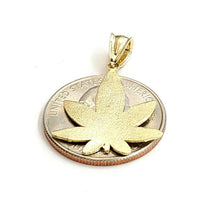 Load image into Gallery viewer, New 10k yellow gold marijuana leaf weed pendant diamond cut medical jewelry 1.6g