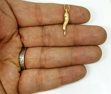 Load image into Gallery viewer, New 14k yellow gold 3D hollow horn lucky pendant charm fine gift jewelry 0.9g