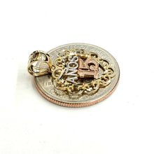 Load image into Gallery viewer, New 14k tri color Gold heart 15 años 15 years Pendant charm fine jewelry 1.3g