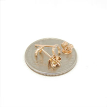 Load image into Gallery viewer, 14k rose Gold 0.06Ct Diamond horseshoe stud Earrings gift Push Back Fastening