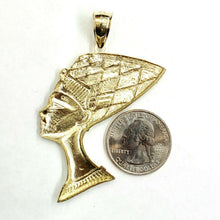 Load image into Gallery viewer, 10k yellow solid Gold Egyptian Nefertiti head Pendant fine gift jewelry 10.3g