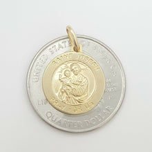 Load image into Gallery viewer, 14k solid yellow gold round saint Joseph pendant fine religious jewelry 0.60" 2g