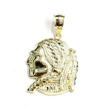 Load image into Gallery viewer, New 10k solid yellow Gold Chief face head Pendant diamond cut fine jewelry 8.3g