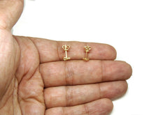 Load image into Gallery viewer, New 14k yellow Gold 0.12Ct Round Diamond heart stud Earrings Push Back Fastening