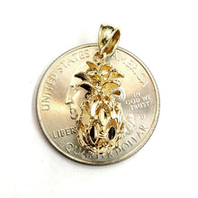 Load image into Gallery viewer, 14k yellow gold pineapple 3D diamond cut fruit pendant charm fine jewelry 2.7g