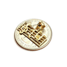 Load image into Gallery viewer, 14k solid yellow Gold music sign note Pendant rectangular fine jewelry gift 1.2g