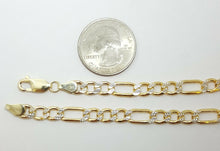 Load image into Gallery viewer, 10K two-tone Gold hollow Figaro Link Chain 5.85mm fine gift jewelry 24" 14.7g