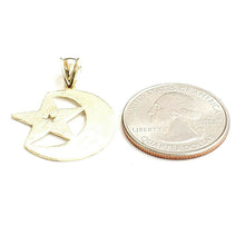 Load image into Gallery viewer, 10k yellow gold moon and star pendant charm diamond cut astronomy jewelry 1.8g
