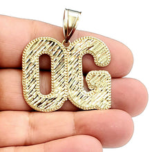 Load image into Gallery viewer, 10k yellow Gold OG original gangster word Pendant diamond cut fine jewelry 6.7g