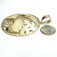 Load image into Gallery viewer, 10k yellow gold round globe planet earth world map pendant jewelry 2.56" 19.9g