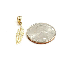Load image into Gallery viewer, New 14k Yellow Gold solid feather Pendant Unisex gift fine jewelry 1g