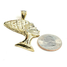 Load image into Gallery viewer, 10k yellow solid Gold Egyptian queen Nefertiti head Pendant fine jewelry 6.4g