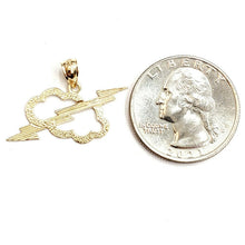 Load image into Gallery viewer, New 14k yellow gold cloud lightning bolt pendant charm gift fine jewelry 1g