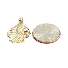 Load image into Gallery viewer, New 14k solid yellow Gold Indian Chief face head Pendant fine jewelry 3.6g