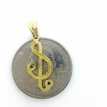Load image into Gallery viewer, 10k solid yellow Gold music sign Pendant cubic zirconia fine jewelry 1.5g