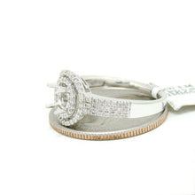 Load image into Gallery viewer, 0.40Ct Natural Diamond 14k White Gold Semi Mount halo Ring round center size 6.5