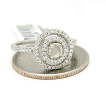 Load image into Gallery viewer, 0.37Ct Natural Diamond 14k White Gold Semi Mount halo Ring round center size 6.5