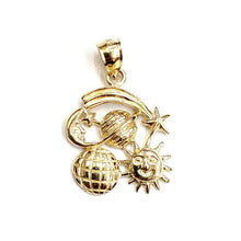 Load image into Gallery viewer, 14k yellow gold sun moon shooting star planets pendant charm fine jewelry 2.1g