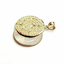Load image into Gallery viewer, New 14k yellow Gold Aztec Mayan sun calendar Azteca pendant gift jewelry 1" 4.7g