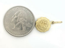 Load image into Gallery viewer, 14k yellow gold round hollow baptism bautizo pendant charm jewelry 0.47" 1.1g