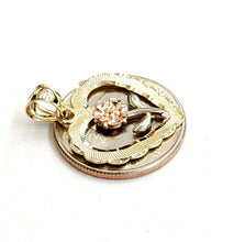 Load image into Gallery viewer, New 14k 3 color solid Gold heart rose flower Pendant charm fine love jewelry 2g
