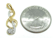 Load image into Gallery viewer, 14k solid yellow Gold music sign Pendant cubic zirconia fine jewelry 1.3g