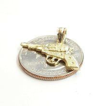 Load image into Gallery viewer, 14k yellow solid Gold handgun pistol gun Pendant charm fine gift jewelry 1.8g