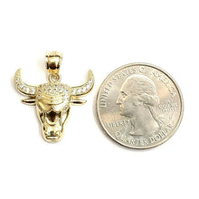 Load image into Gallery viewer, 10k yellow Gold Taurus bull zodiac Pendant cubic zirconia fine gift jewelry 2.8g