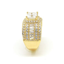 Load image into Gallery viewer, 14k yellow Gold woman wide engagement ring princess cut cubic zirconia size 7