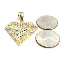 Load image into Gallery viewer, 10k yellow gold diamond shape pendant charm fine gift jewelry diamond cut 5.8g