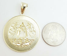Load image into Gallery viewer, 10k yellow gold round virgin caridad del cobre pendant religious gift 1.44" 9.5g