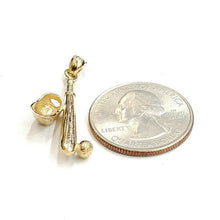 Load image into Gallery viewer, 14k yellow Gold baseball bat hat Pendant charm sport game fine jewelry gift 3.8g