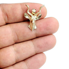 Load image into Gallery viewer, 14k yellow Gold 3D deer buck male head Hunting Pendant charm gift jewelry 4.7g