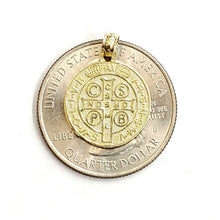 Load image into Gallery viewer, New 10k yellow gold round saint benedict san Benito pendant jewelry 0.58" 1.6g