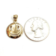 Load image into Gallery viewer, New 14k yellow gold round happy face emoji pendant charm gift fine jewelry 1.5g