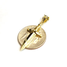 Load image into Gallery viewer, New 10k yellow Gold dagger knife Pendant charm Unisex Gift fine jewelry 2.2g