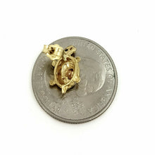 Load image into Gallery viewer, 14k multi color gold turtle full body earrings push back fine gift jewelry 3g