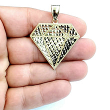 Load image into Gallery viewer, 10k yellow gold diamond shape pendant charm fine gift jewelry diamond cut 5.8g