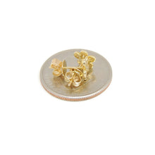 Load image into Gallery viewer, 14k yellow Gold 0.16Ct Round Diamond flower stud Earrings Push Back Fastening