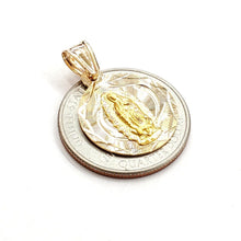 Load image into Gallery viewer, 14k yellow gold round virgin Mary Guadalupe religious pendant diamond cut 2.2g