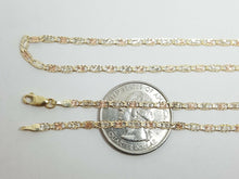 Load image into Gallery viewer, New 10K tri color gold 2.5mm valentino chain Necklace fine gift jewelry 2.9g 16"