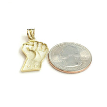 Load image into Gallery viewer, 10k yellow gold fist BLM black lives matter pendant charm jewelry unisex 1.9g