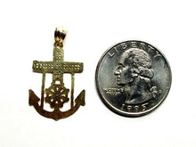 Load image into Gallery viewer, 10k yellow Gold anchor and wheel Pendant charm fine gift religious jewelry 1.4g