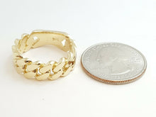 Load image into Gallery viewer, 14K solid Yellow Gold Cuban link Ring Band fine gift jewelry 9.3g 7.6MM size 9.5