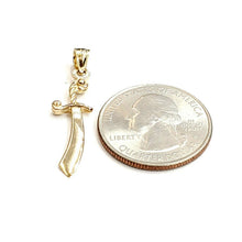 Load image into Gallery viewer, New 14k yellow Gold solid sword Machete Pendant charm gift fine jewelry 1.4g